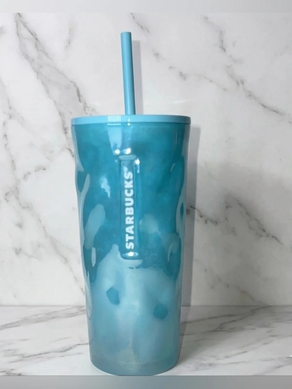 Starbucks 2024 Icy Blue Mottled Luster Glass Tumbler 18oz - Spring Collection
